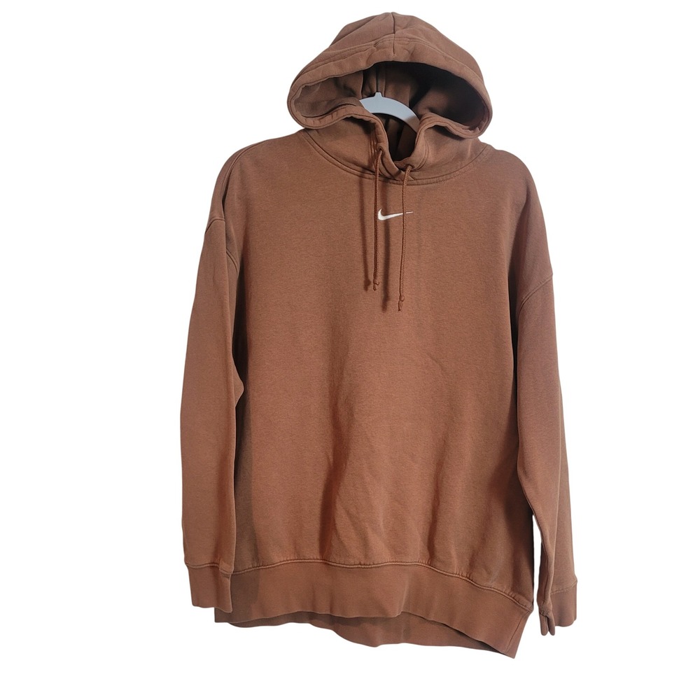 Nike Sportswear Phoenix Fleece Hoodie Pecan Brown Mini Swoosh Size M Athleisure